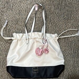 Victoria's Secret Cream and Black Color-Blocked Tote